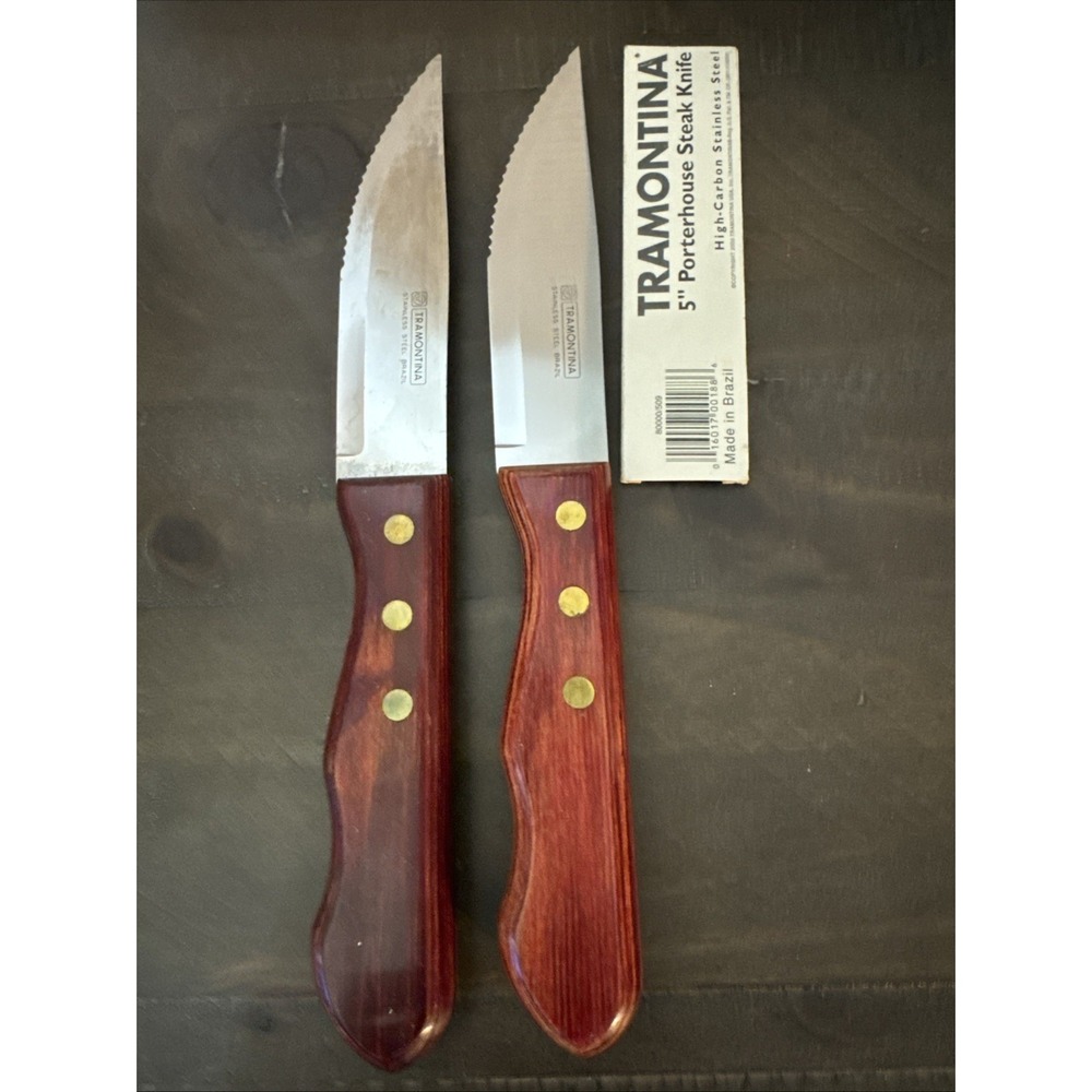 Tramontina 5" Porterhouse Steak‎ Knife Set of 2 High Carbon Stainless Steel